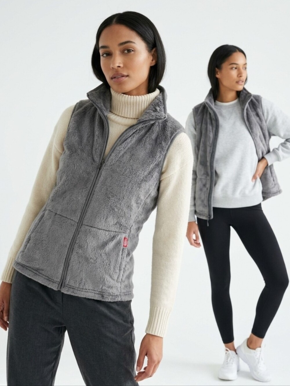 Northface Women’s Gray Plush Zip-Front Vest Size SP